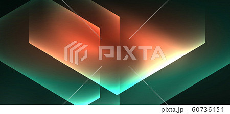 Shiny hexagon neon template. Futuristic digital technology concept. Vector abstract graphic design. 60736454