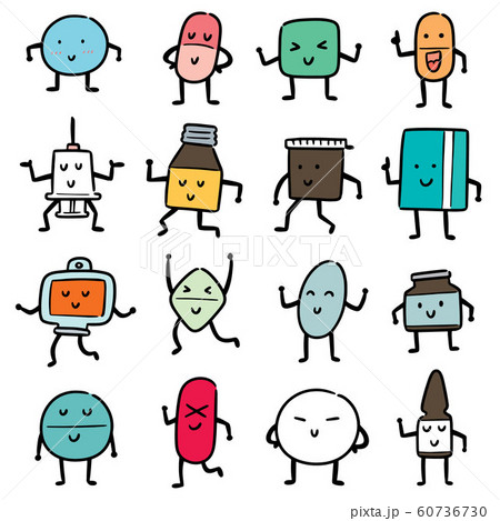vector set of medicine cartoon 60736730