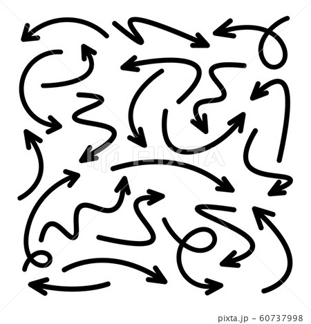 Black Hand Drawn Arrows Set on White Background. Arrow, Cursor Icon. Vector Pointers Collection 60737998