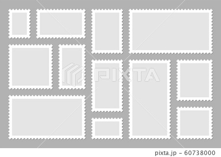 Blank postage stamps collection. Sticky paper stamp. Vector illustration. 60738000