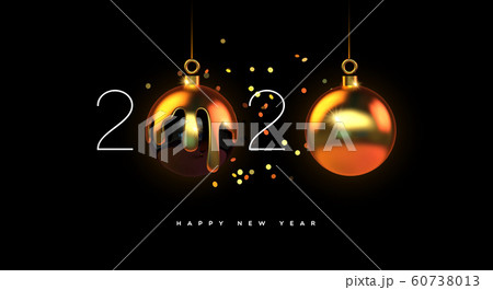 Happy New year 2020 gold 3d bauble decoration Happy New year 2020 gold 3d bauble decoration 60738013