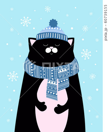 winter card with cute cat 60739155