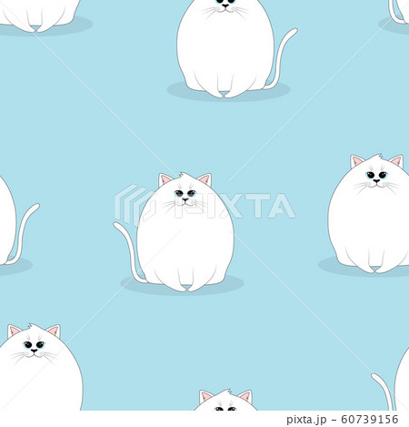 seamless pattern with cute white cat 60739156