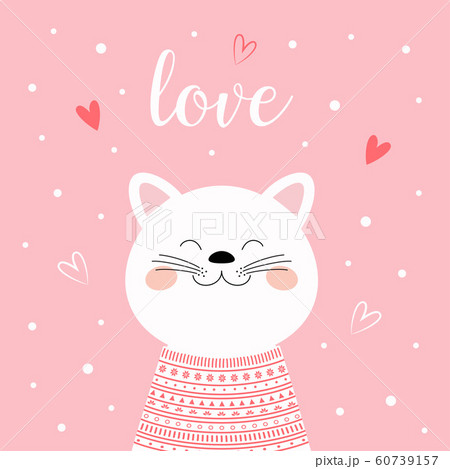 valentine card with cat 60739157