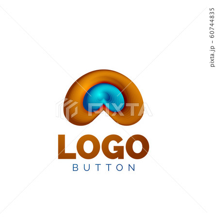 Abstract round shape logo template. Minimal geometrical design, 3d geometric bold symbol in relief style with color blend steps effect. Vector Illustration 60744835