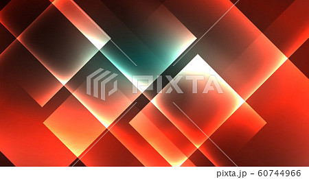 Neon geometric abstract background in hipster style on light background. Space retro design. Color geometric pattern. Square shape abstract background. 60744966