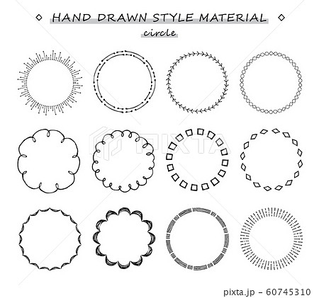 手描きのフレームセット サークル のイラスト素材