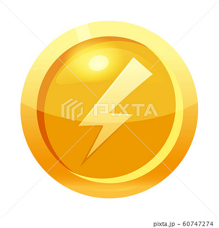 Game coin gold with lightning symbol, icon, game interface, gold metal. For web, game or application GUI UI. Vector illustration isolated 60747274