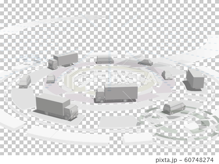 矢量插圖紙工藝AI汽車自動駕駛物聯網5G物流背景透明 60748274