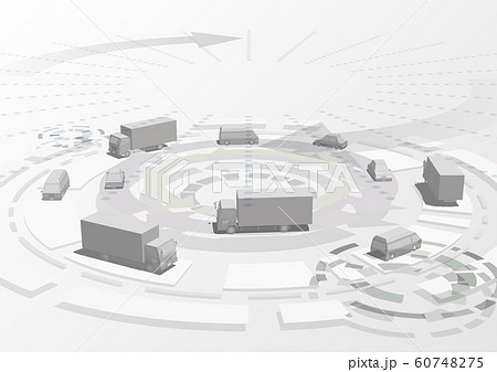 ベクター イラスト ペーパークラフト Ai Eps 車 自動運転 Iot 5g 物流 背景ありのイラスト素材