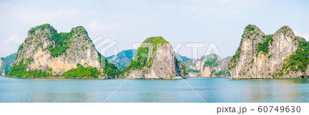 Panoramic view of Ha Long Bay unique limestone 60749630