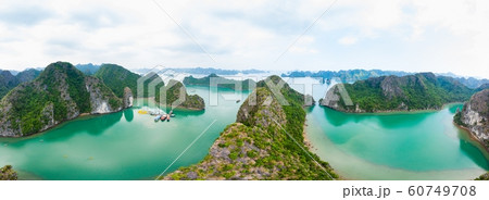 Aerial view of Ha Long Bay Cat Ba island, unique Aerial view of Ha Long Bay Cat Ba island, unique 60749708