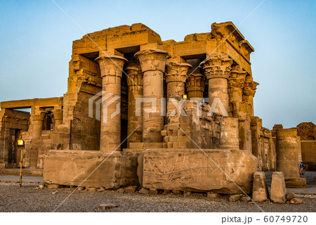 Ruins and Hieroglyphs in the famous Temple of Kom Ombo in Egypt on nile river bank Ruins and Hieroglyphs in the famous Temple of Kom Ombo in Egypt on nile river bank 60749720