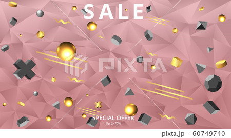 Low poly elegant triangles  background with golden 60749740