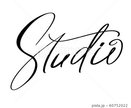 Studio calligraphy hand drawn vector logo text and label for any use, on a white background. Just place your own brand name 60752022