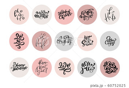 Christmas Vector set of icons and emblems with xmas phrases for social media story highlight covers. Design templates for lifestyle, bloggers and designers 60752025