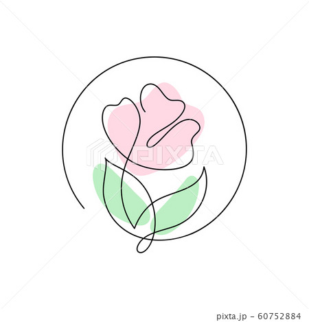 Continuous line hand drawing calligraphic vector flower. Concept logo beauty. Monoline spring floral design element in minimal style. Valentine love concept 60752884