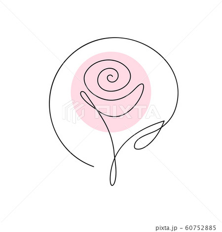 Continuous line hand drawing calligraphic vector flower. Concept logo beauty. Monoline spring floral design element in minimal style. Valentine love concept 60752885