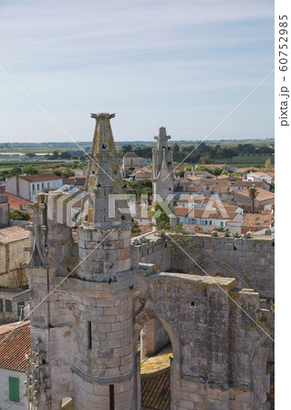 Aerial view of Saint Martin de Re from Church Saint-Martin in Ile de Re in France. 60752985