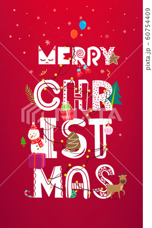 Merry Christmas inscription with garland. Vector Merry Christmas inscription with garland. Vector 60754409