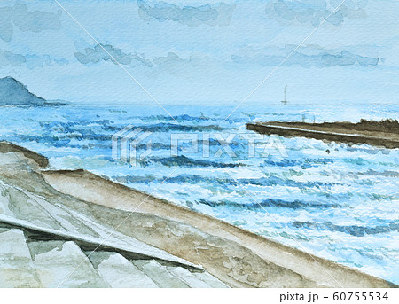 海 河口 水彩 海 河口 水彩 60755534