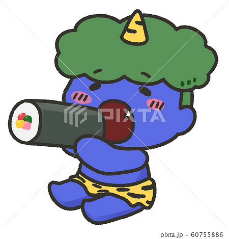 オリジナル 手描きイラスト / 青鬼 / 色紙 赤鬼と青鬼の全身手描き
