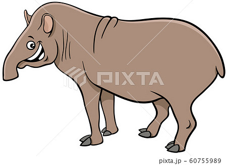 Funny Tapir Cartoon Animal Characterのイラスト素材