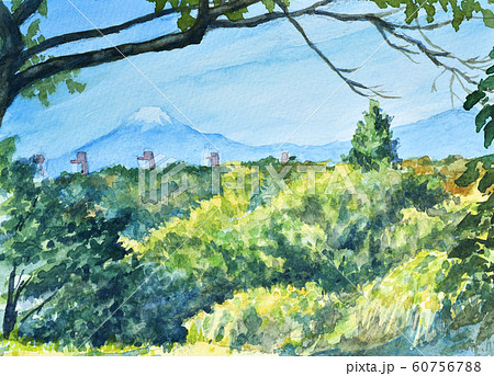 頂きの風景 水彩のイラスト素材 [60756788] - PIXTA