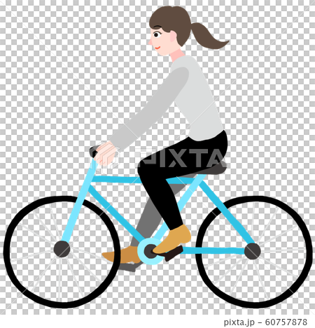 サイクリングする女性 自転車のイラスト素材