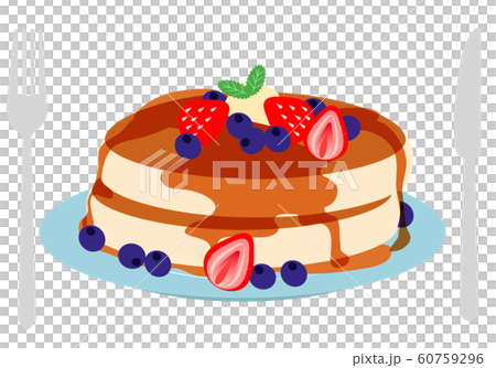 フルーツカフェパンケーキのイラストのイラスト素材