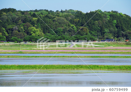 田植え前の田園風景 … 島根県 安来市 天候:晴れ 田植え前の田園風景 … 島根県 安来市 天候:晴れ 60759499