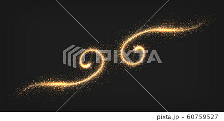 Golden glitter background. Sparkle stardust particles, glamour decorative effect for Christmas invitation card. Vector sparks 60759527