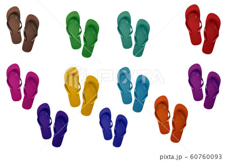 Many multi-colored flip flops isolated on white Many multi-colored flip flops isolated on white 60760093