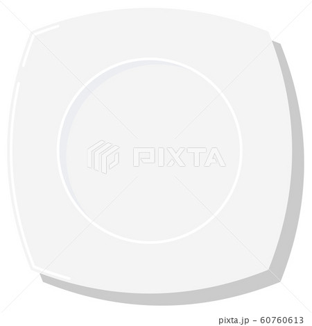 Empty white square dish plate with shadow vector illustration isolated on white background. 60760613