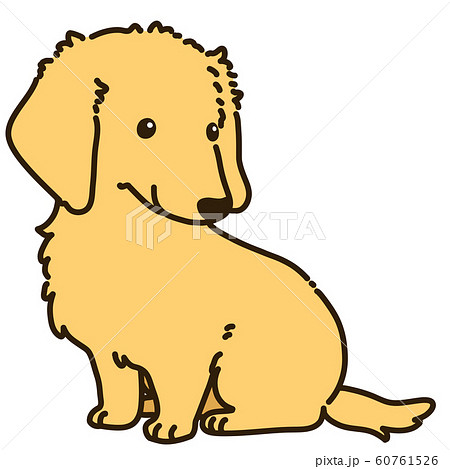 お座りするダックスフンドのイラスト素材