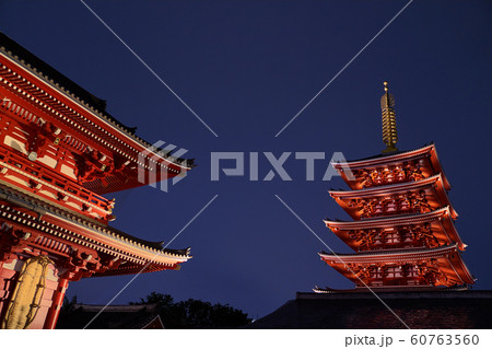 night view of asakusa temple in tokyo japan 60763560