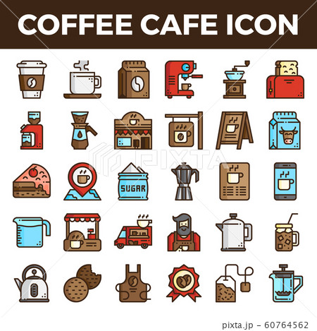 Coffee cafe filled outline icons 60764562