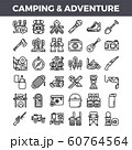 Camping and outdoor adventure outline icons 60764564