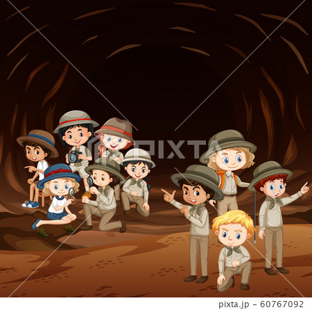 Scene with many kids in the cave Scene with many kids in the cave 60767092