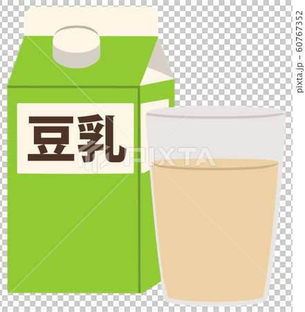 An illustration without a main line arranging soy milk poured into a paper pack and a transparent cup An illustration without a main line arranging soy milk poured into a paper pack and a transparent cup 60767352