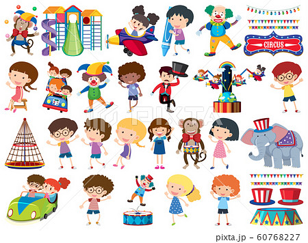 Large set of isolated objects of kids and circus 60768227