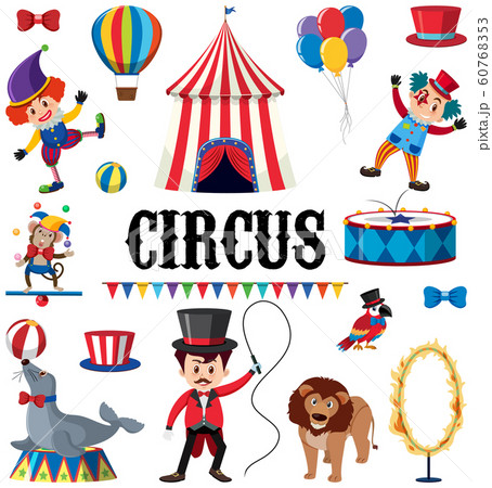 Set of circus elements on white background 60768353
