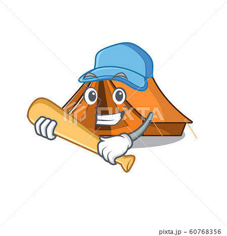 Cool camping tent Scroll cartoon character design with baseball Cool camping tent Scroll cartoon character design with baseball 60768356