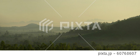 Morning mist and mountain view in the countryside Morning mist and mountain view in the countryside 60768607