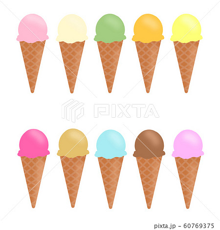 アイスクリーム10種のフレーバーのイラスト素材