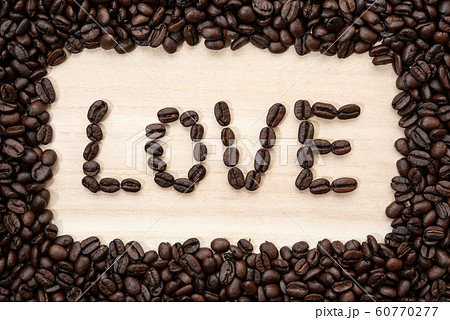 Coffee beans in shape of "LOVE". NO edit. Coffee beans in shape of "LOVE". NO edit. 60770277