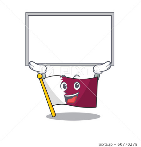 Happy cartoon character flag qatar Scroll raised up board Happy cartoon character flag qatar Scroll raised up board 60770278