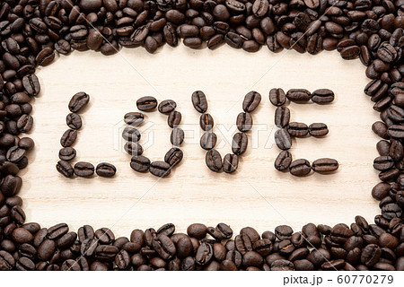 Coffee beans in shape of "LOVE". NO edit. 60770279