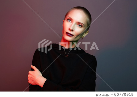 red lips makeup girl with short hair red lips makeup girl with short hair 60770919
