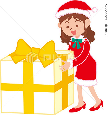 クリスマスプレゼントと女の子のイラスト素材